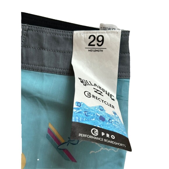 NWT 29 BILLABONG RECYCLER Pro Performance BOARDSHORTS FULL LENGTH Blue Tropical - Picture 3 of 5